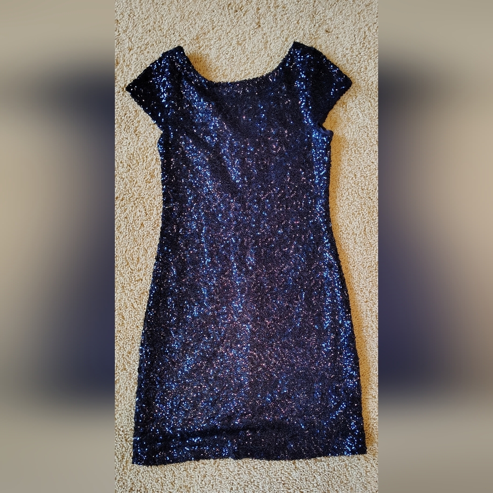 Speechless Navy Blue Sequin Mini Dress